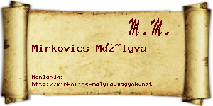 Mirkovics Mályva névjegykártya